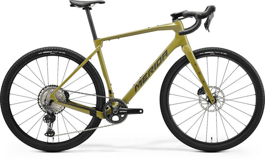 Merida Silex 7000 Gravelbike XXS Low Key Green Gunmetal Grey, CF2 Carbonrahmen, Shimano GRX 12-Gang, WH-RX180 Laufräder, Maxxis Rambler 45 mm, ca 9,8 kg