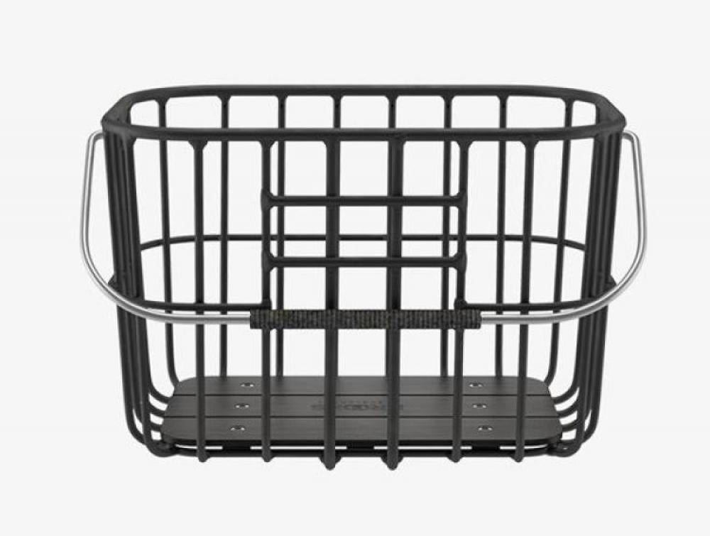 BROOKS Hoxton Basket Black - eleganter Fahrradkorb 25 Liter aus Aluminium mit Holzgriff - 1150 g leicht, 380x260x260 mm - kompatibel mit KLICKfix-System