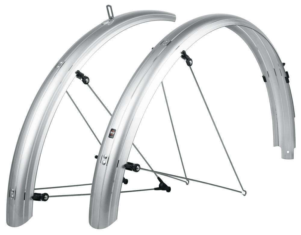 SKS Bluemels Basic 28 Schutzblech-Set - 65 mm silber robuste Sandwichkonstruktion ASR-Sicherheitssystem für 27 5-29 Räder Reifenbreite 54-61 mm