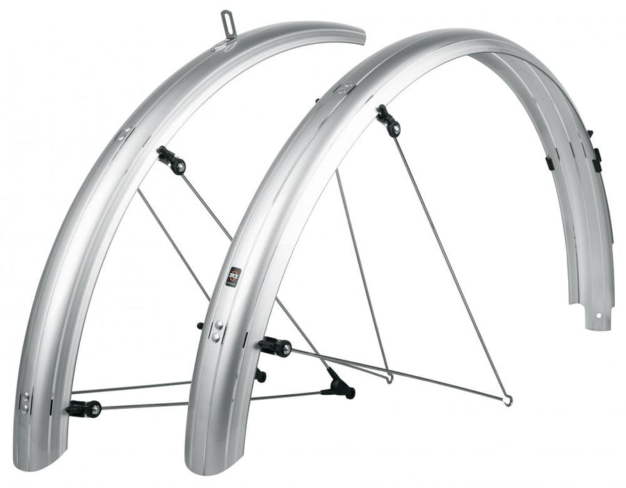 SKS Bluemels Basic 28 Schutzblech-Set - 65 mm silber robuste Sandwichkonstruktion ASR-Sicherheitssystem für 27 5-29 Räder Reifenbreite 54-61 mm
