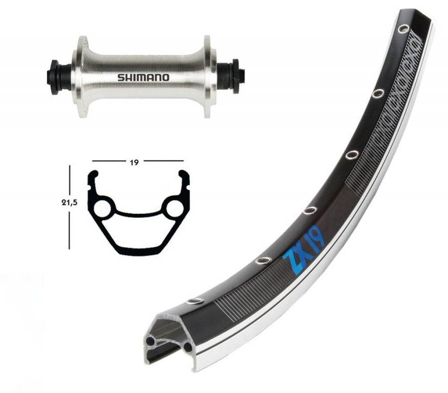 Bike-Parts Laufrad Vorderrad 26x1.75 TX500 silber Schnellspanner 36-Loch Exal ZX 19 schwarz silber Nirosta-Speichen