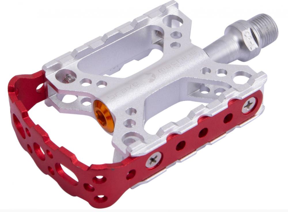Brave Classics Plattformpedal Machine CNC rot/silber