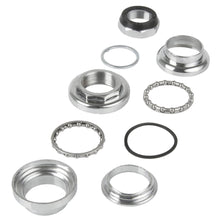 Messingschlager Steuersatz 1" Gewinde Stahl verchromt - EC30/25,4 oben EC30/27 unten, außenliegende Kugellager, Ko 27 mm, silber