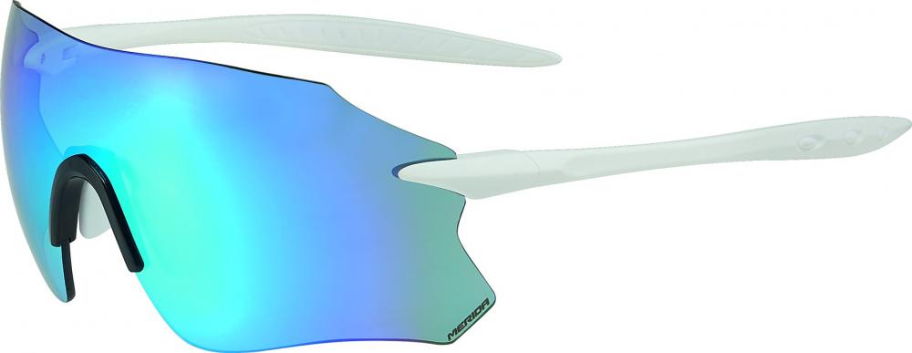 Merida FRAMELESS Sonnenbrille Onesize Weiß - Blau verspiegelt mit Hardcase