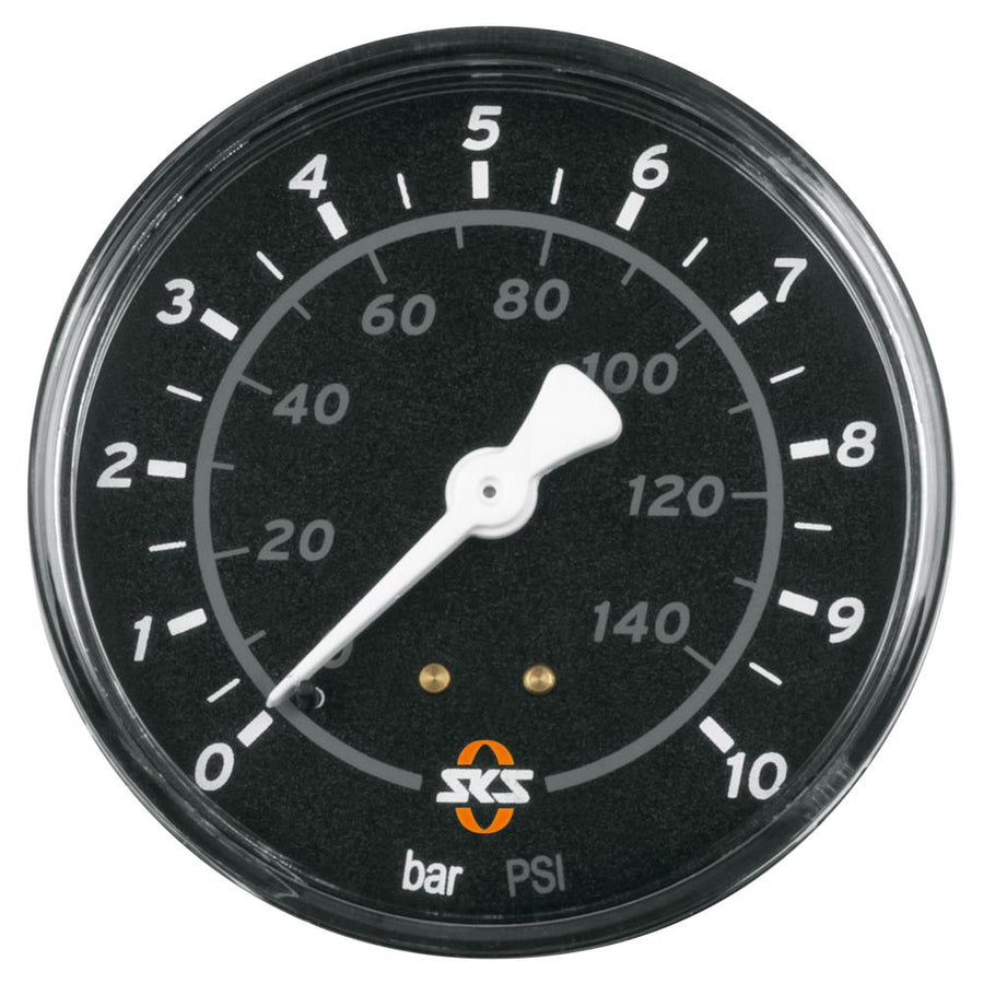 SKS Ersatzmanometer Ø63mm für Airkompressor Compact, bis 10 bar, schwarz, kompatibel mit SKS Standpumpen ab Modelljahr 2022.