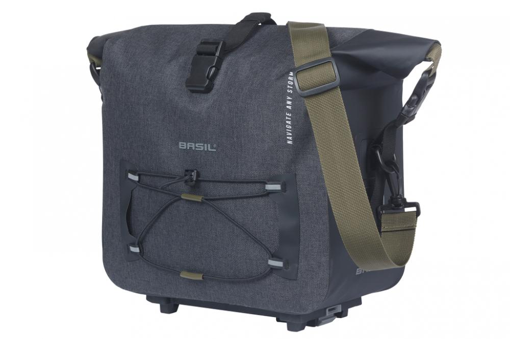 Basil Navigator Storm Trunkbag MIK 13 Liter - wasserdichte Gepäckträgertasche mit MIK-Adapterplatte (schwarz, 15x30x31 cm)