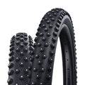 Schwalbe Ice Spiker Pro 27.5x2.60" schwarze TLE E-25 HS379 faltbare Fahrradreifen mit Spikes für Winter.