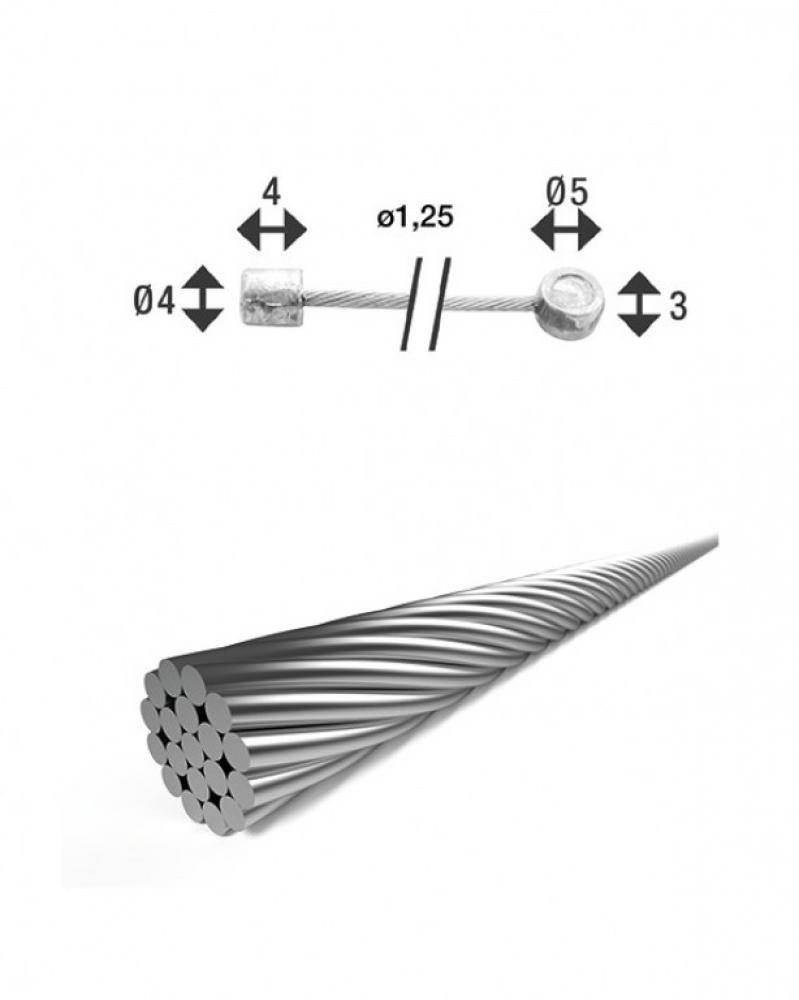 Schaltinnenzug Ø 1,25/ 2250mm 2 Nippel Ø4x4mm