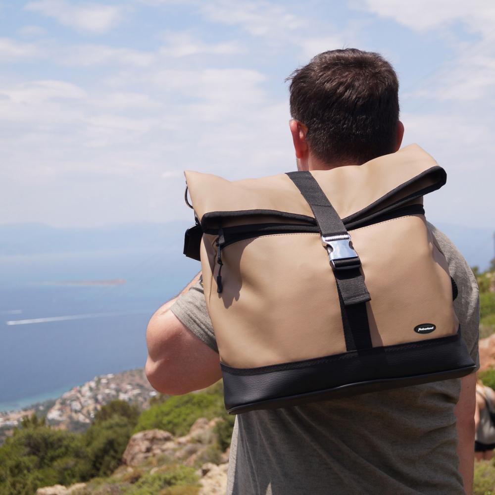 Haberland Einzeltasche Melan I hellbraun/schwarz - praktische Gepäckträgertasche mit modernem Tragesystem