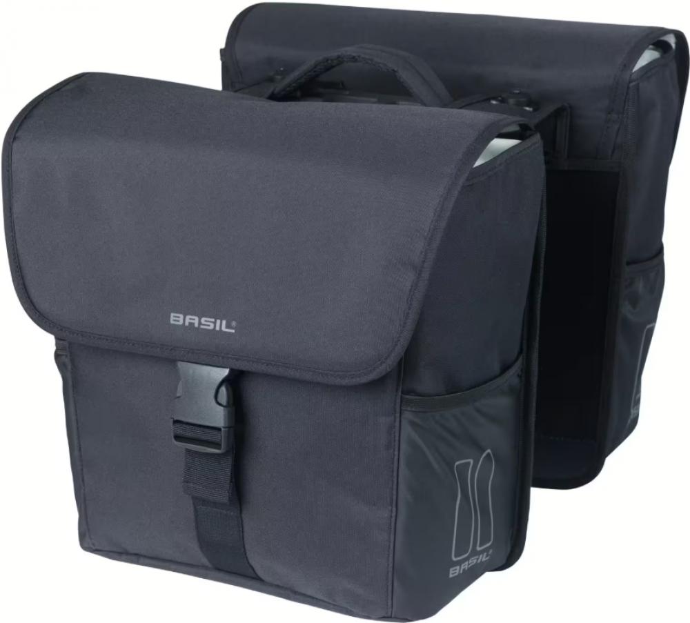 BASIL Go Double MIK 2.0 Doppeltasche 32 Liter - 900D Polyester, Kordelverschluss, Reflexion, vormontierte MIK 2.0 Adapterplatte