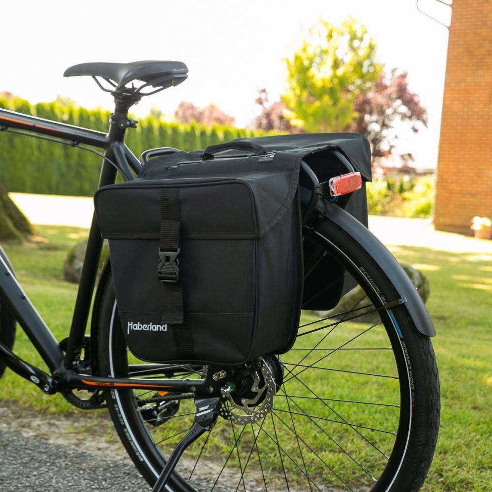 Haberland Doppeltasche 25l Einsteiger schwarz - praktische Gepäckträgertasche für Alltag und Tour