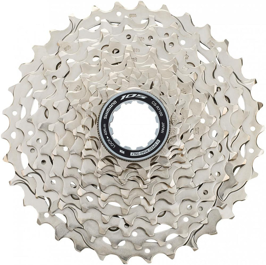 Shimano 105 CS-R7100 12-fach Rennrad Kassette 11-34 Zähne silber, Hyperglide, für 11-/12-fach Freilauf.