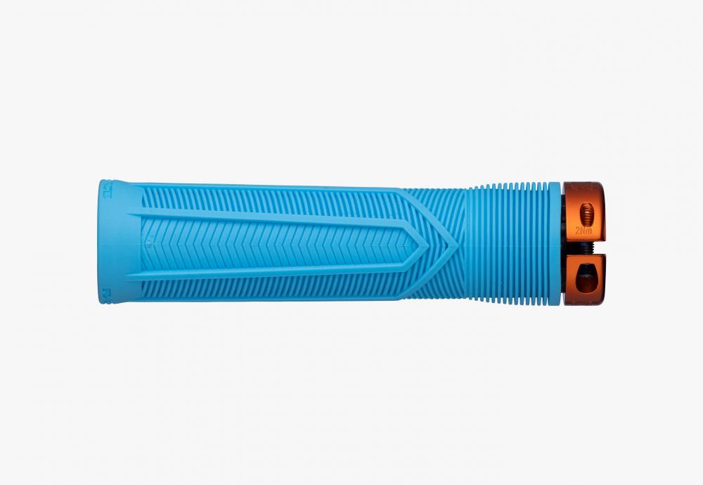 Race Face Chester Lock-On Griff 136/34mm hellblau/orange - sicherer Komfort-Grip für Trail & Enduro