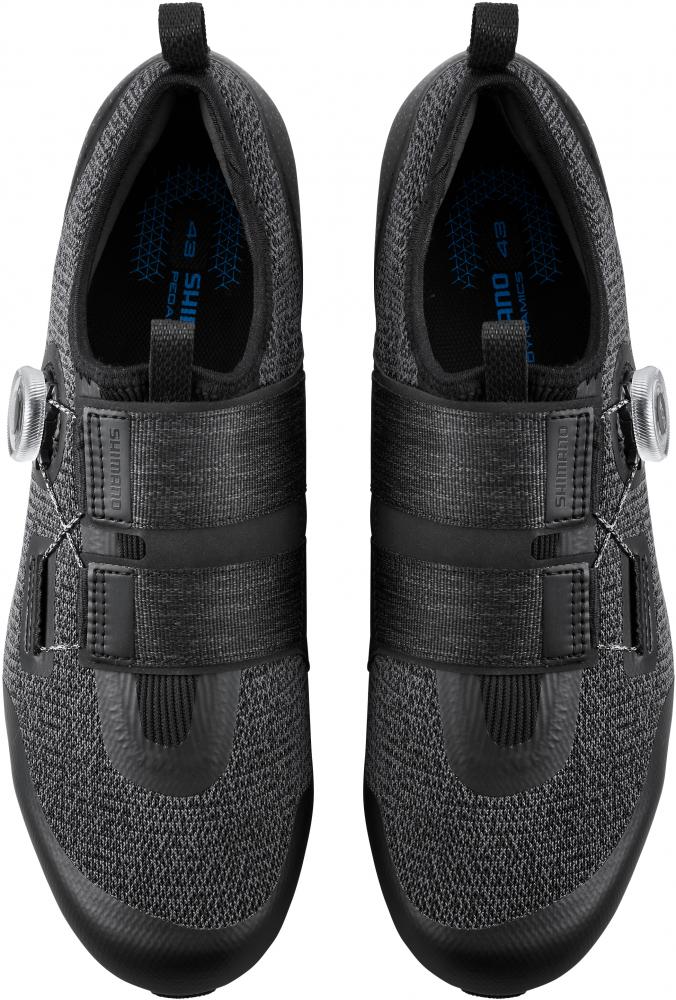 Schwarze SHIMANO IC5011 Road SPD Fahrradschuhe für Damen, Größe 36, von oben.