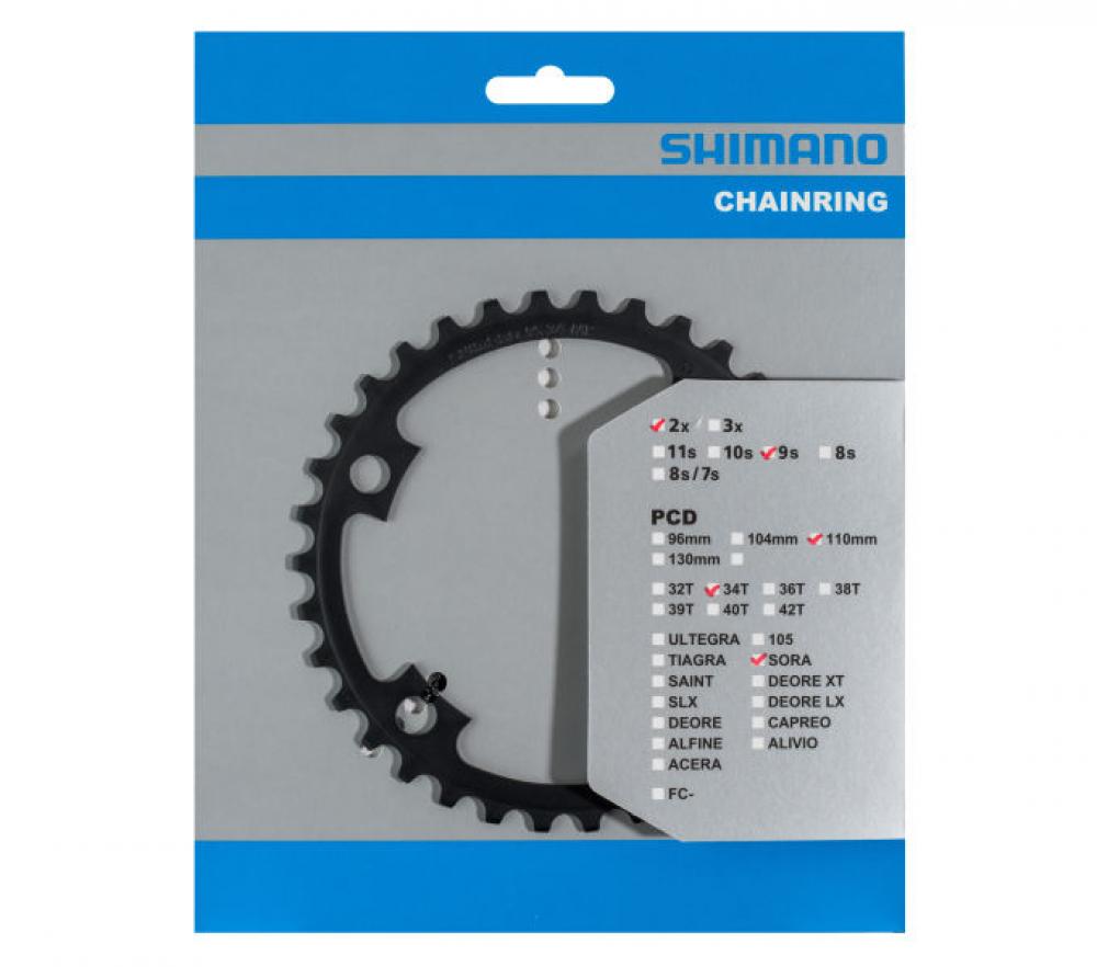 Kettenblätter FC-R3000, 34 Zähne, 110 mm, Schwarz, Stahl