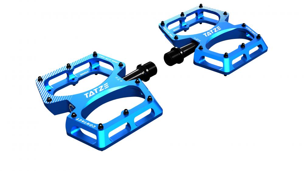Tatze CONTACT CNC Kids Plattformpedal blau, Aluminium, 10 Pins je Seite, kinderspezifisch, robust & leicht, für MTB & BMX