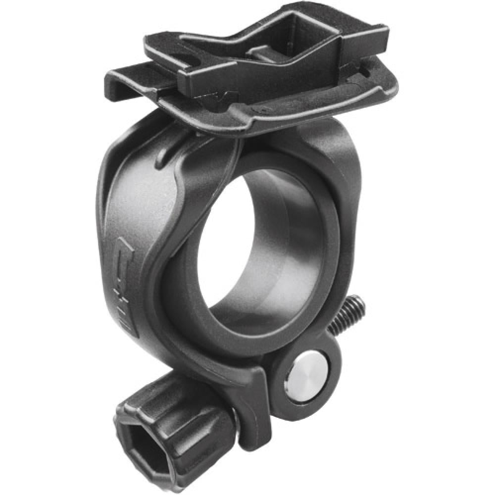 Schwarze Busch + Müller Halterung für IXON Core Fahrradlampe, Lenkeradapter mit Schnellverschluss.