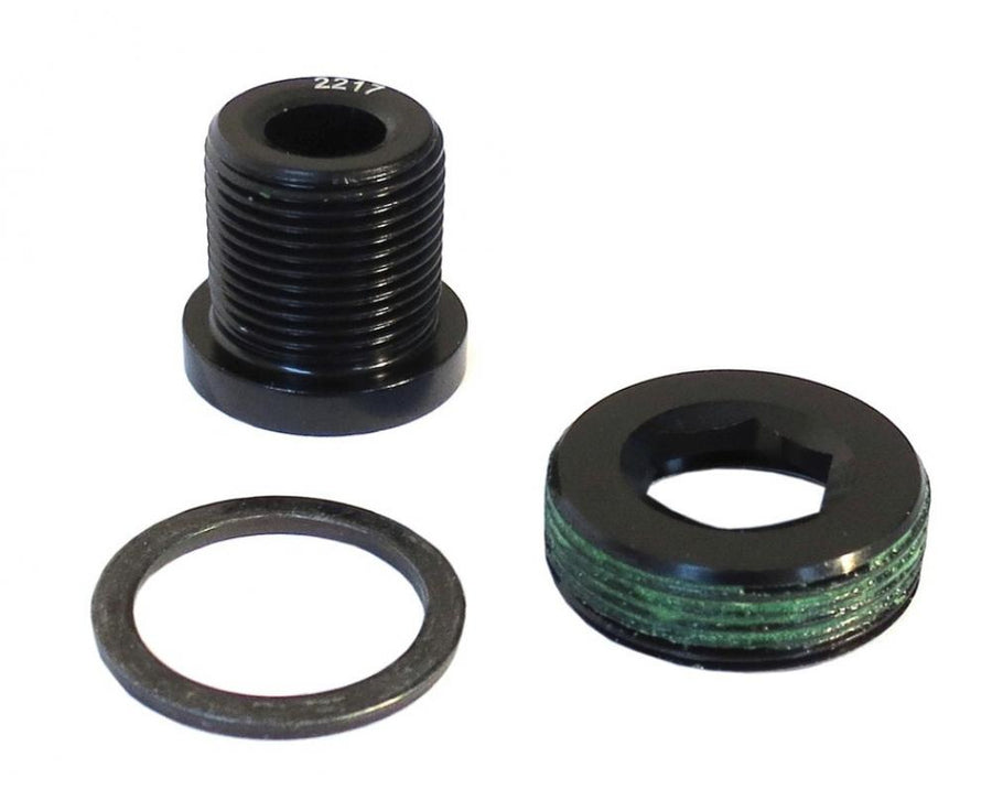 Truvativ Kurbelschrauben Set schwarz: M22 Schraube, M15 GXP Kappe und Unterlegscheibe für rechten Kurbelarm.