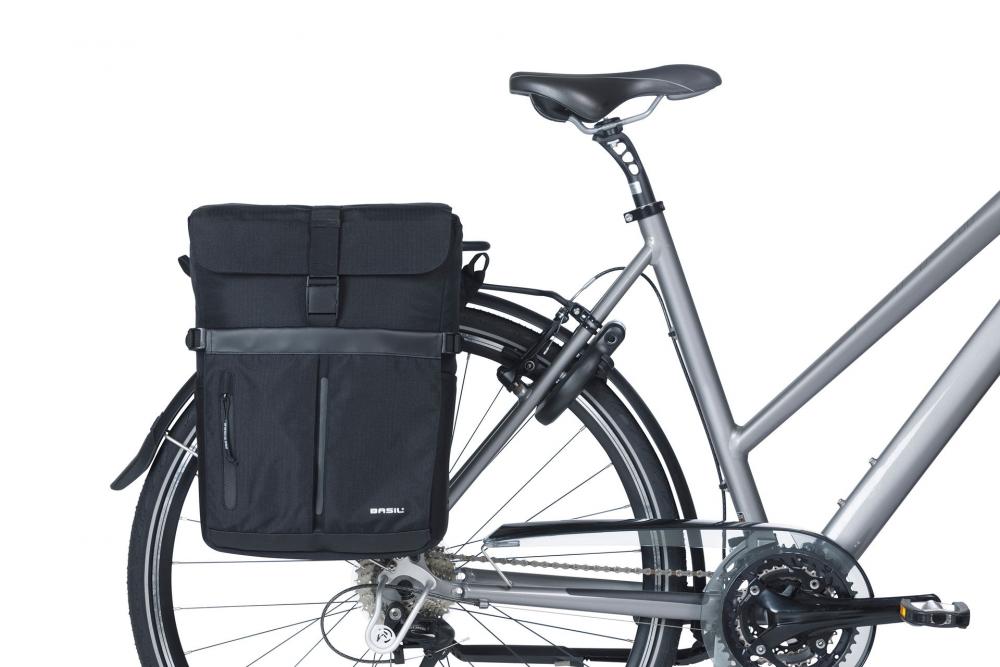 Basil Move Einzelpacktasche MIK Studs 15 Liter - schwarze Einzeltasche mit Laptopfach & Regenhülle