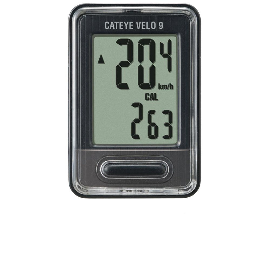 Schwarzer Cat Eye Tacho Velo 9 CC-VL820 Fahrradcomputer mit Anzeige 20.4 km/h und 263.