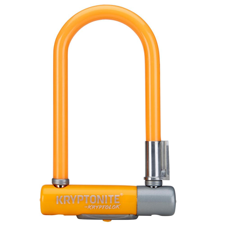 Kryptonite KryptoLok Mini-7 Bügelschloss 12,7 Millimeter 17,8 x 8,2 Zentimeter gehärteter Stahl orange inkl. FlexFrame Halterung
