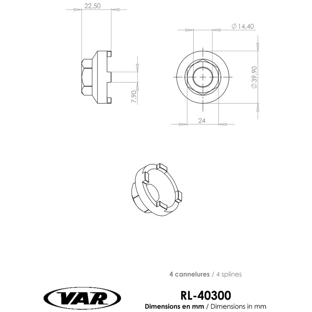 VAR RL-40300 Freilaufkörperabzieher ACS FAT 16/22 Zähne - Präzisionswerkzeug für BMX-Freiläufe