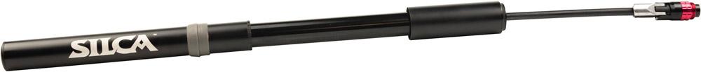 SILCA Gravelero Minipumpe  35 % mehr Volumen pro Hub, ausziehbarer Schlauch, kompatibel mit Presta- und Schrader-Ventilen, max. 5,5 bar, inkl. Halterung