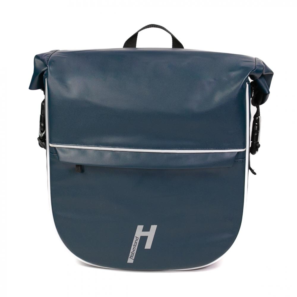 Haberland Einzeltasche eMotion blau/reflex - wassergeschützte Gepäckträgertasche mit Rollverschluss