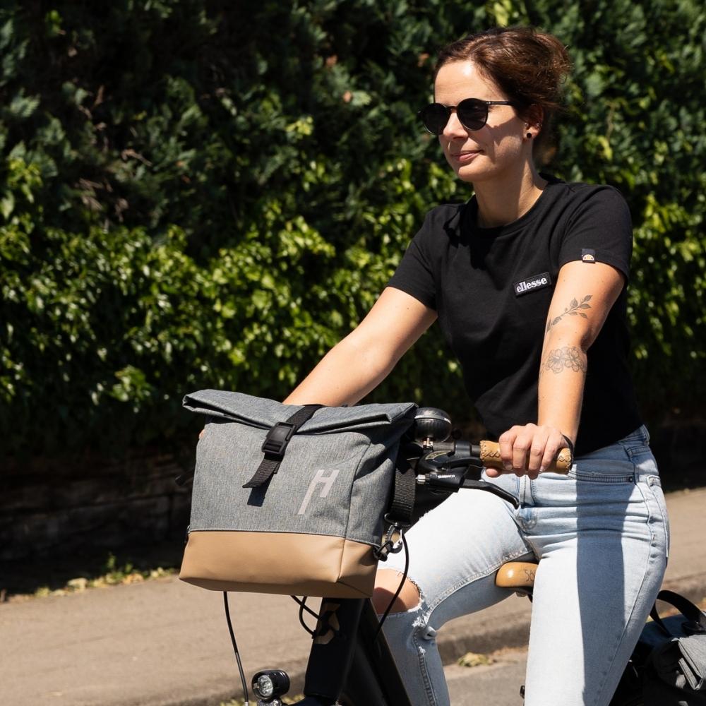 Haberland Lenker-Bike-Rucksack Keep Rollin' grau - flexible Rucksack-Lenkertasche mit KLICKfix
