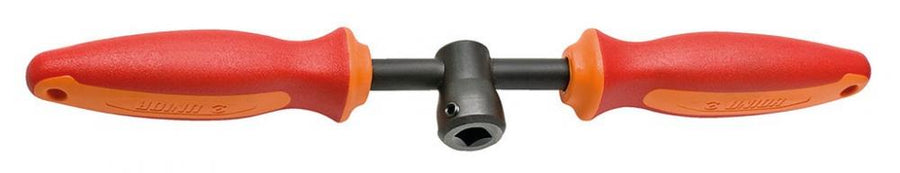 Unior Pedalschlüssel Profi rot 15mm T-Griff mit ergonomischen roten und orangen Griffen.