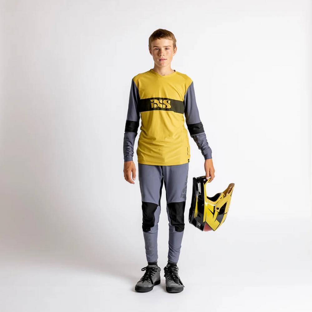 IXS Sports Division iXS Trigger EVO Kids Long KM Acacia / Charcoal - leichtes Race-Jersey für junge Biker