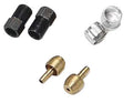 XLC Anschlusskit für Hayes Scheibenbremsleitung: schwarze Verbinder, silberne Oliven, goldene Inserts