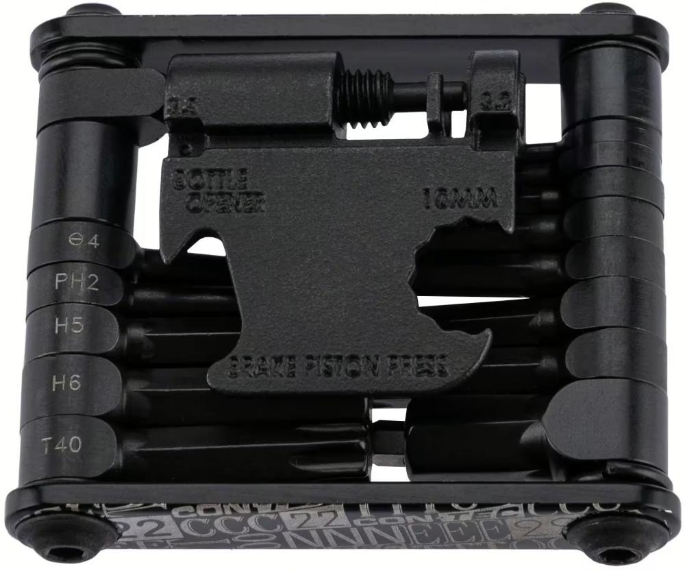 CONTEC Pocket Gadget F22 Stealth Fahrrad-Multitool, 22 Funktionen, Kettennieter, Torx, Innensechskant, Speichenschlüssel, schwarz
