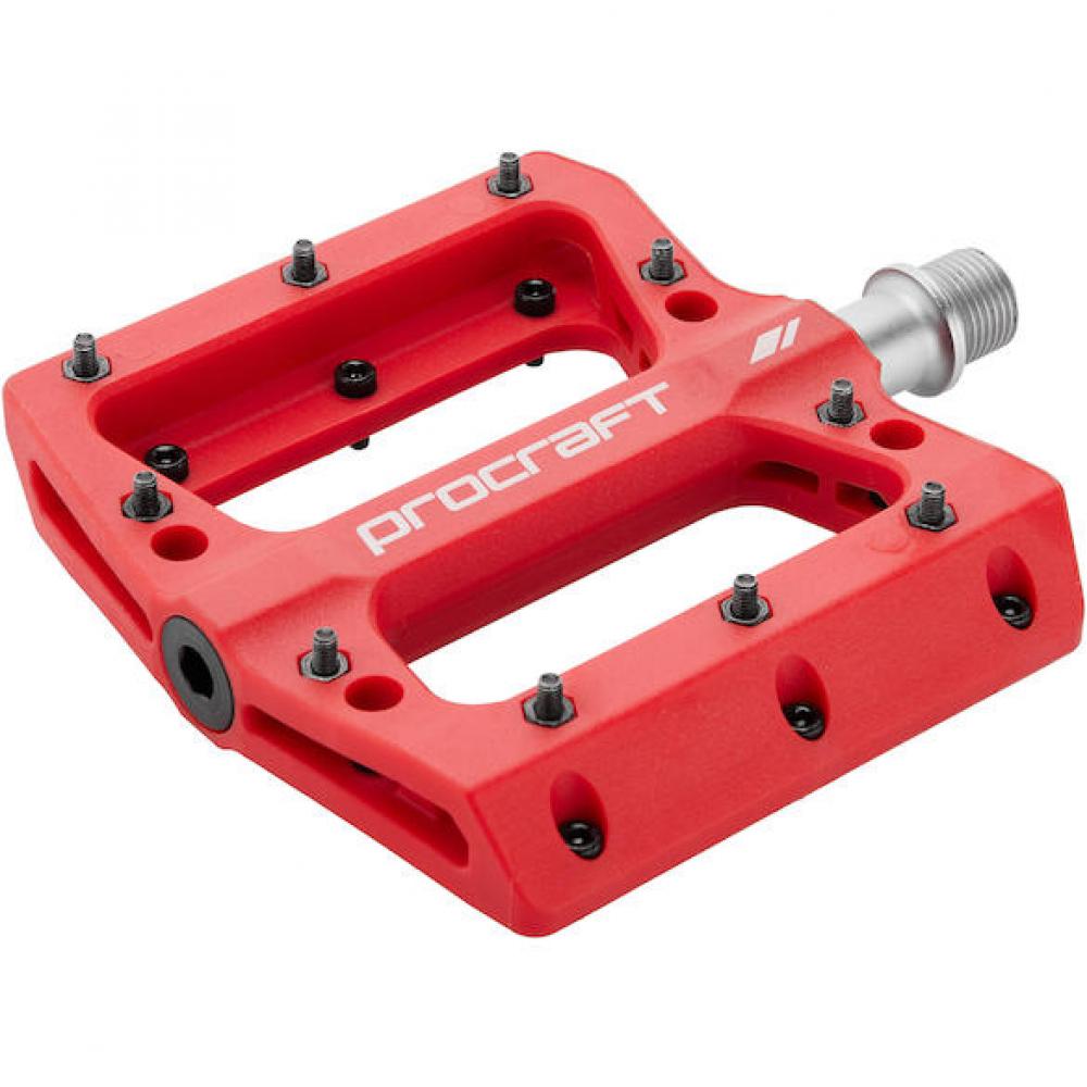 Procraft Pedale Flat Grip Essential Kunststoff 113 x 105 mm Rot - maximaler Grip und Kontrolle