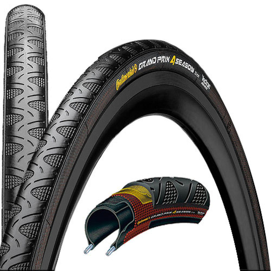 Continental Grand Prix 4-Season faltbarer 28-622 Fahrradreifen schwarz Dura Skin mit Schnittansicht.