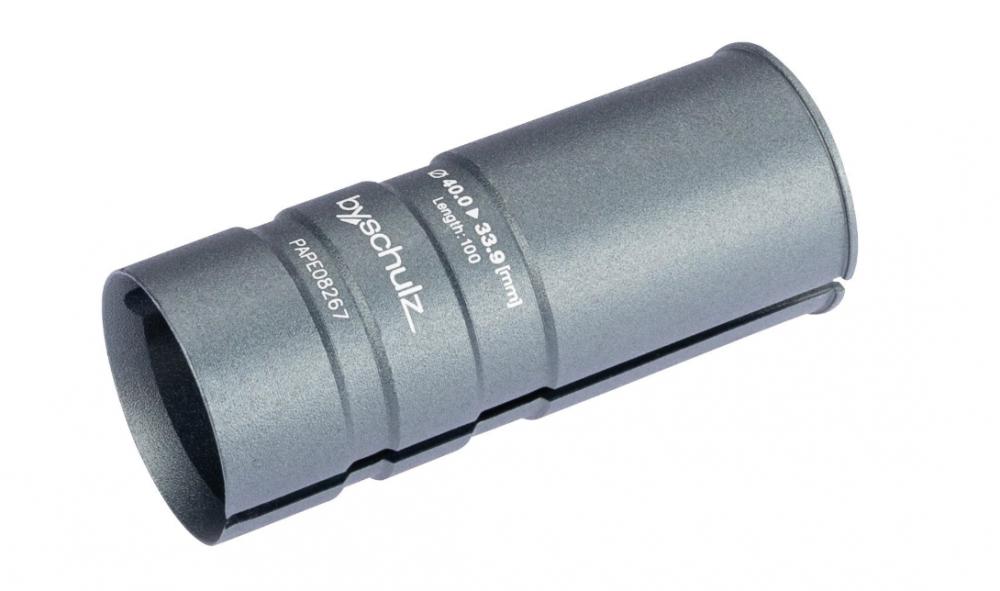 By,Schulz G. Shim Reduzierhülse für Sattelstütze ø 40,0 auf 33,9 mm grau eloxiert, Alu doppelt geschlitzt, 100 mm Länge
