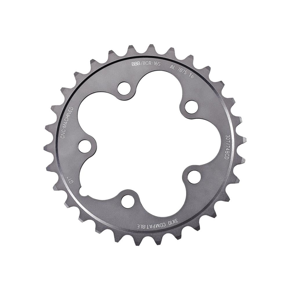 BBB Cycling Kettenblatt Triple Gear 30T/74mm anthrazit - präziser Antrieb für Rennräder