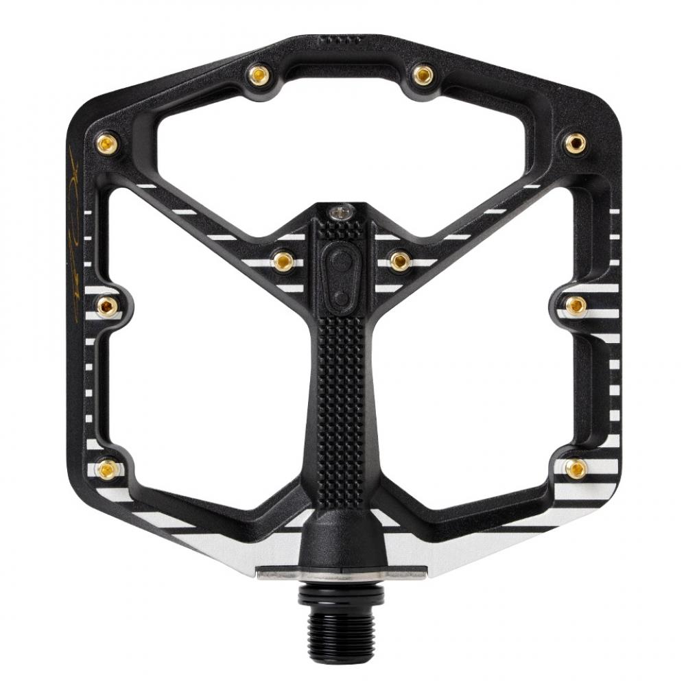 Crankbrothers Stamp 7 Large Plattformpedal Fabio Wibmer Edition, schwarz/weiß, 114x111mm, 10 verstellbare Pins pro Seite, konkave Plattform für optimalen Halt