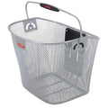 KLICKfix Lenkerkorb silber 25x35x26 cm, robuster Drahtkorb mit Tragegriff und Schnellbefestigung für Fahrräder.
