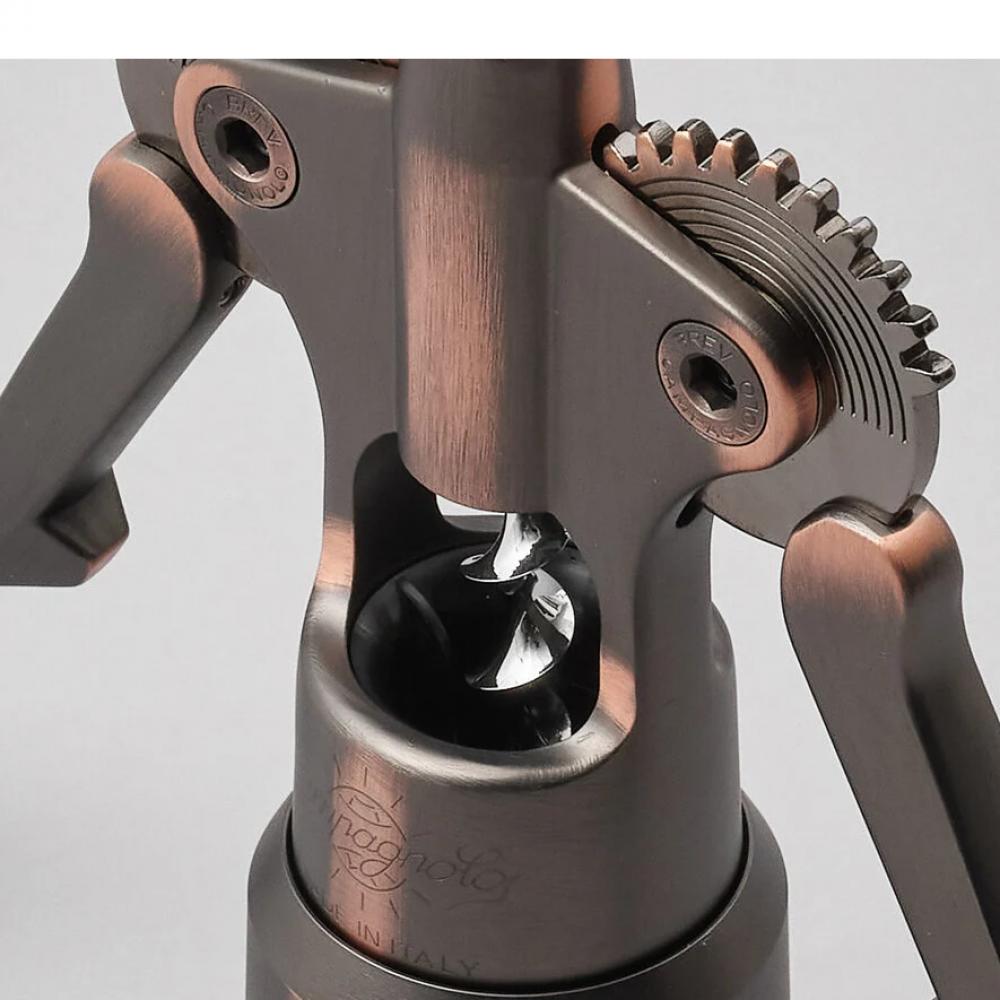 Campagnolo Korkenzieher Big Bronze CTB-BR15  Hochwertiger, in Italien gefertigter Korkenzieher mit selbstzentrierender Teleskop-Glocke und Hebelmechanismus für müheloses Entkorken
