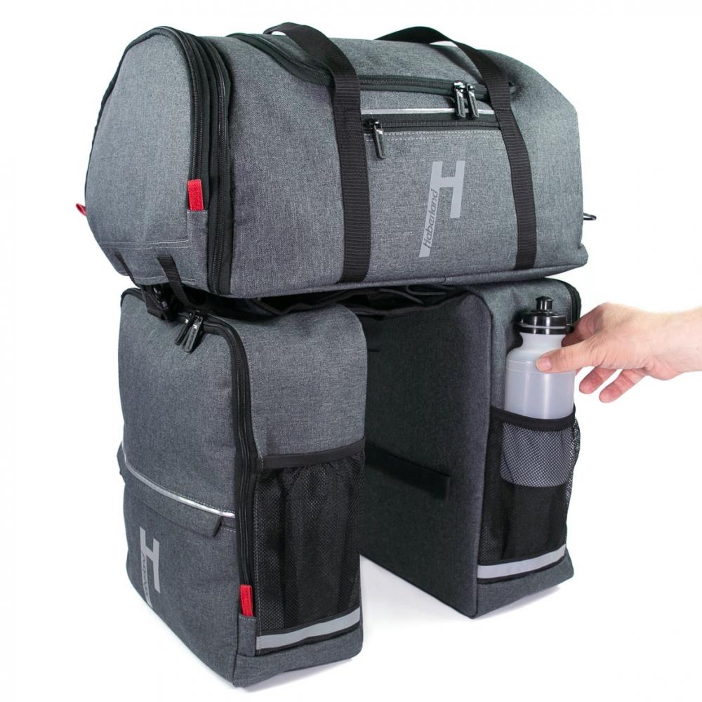 Haberland Komplett-Set 2-tlg. Transporter XXL anthrazit - großes Fahrradtaschen-Set für Touren