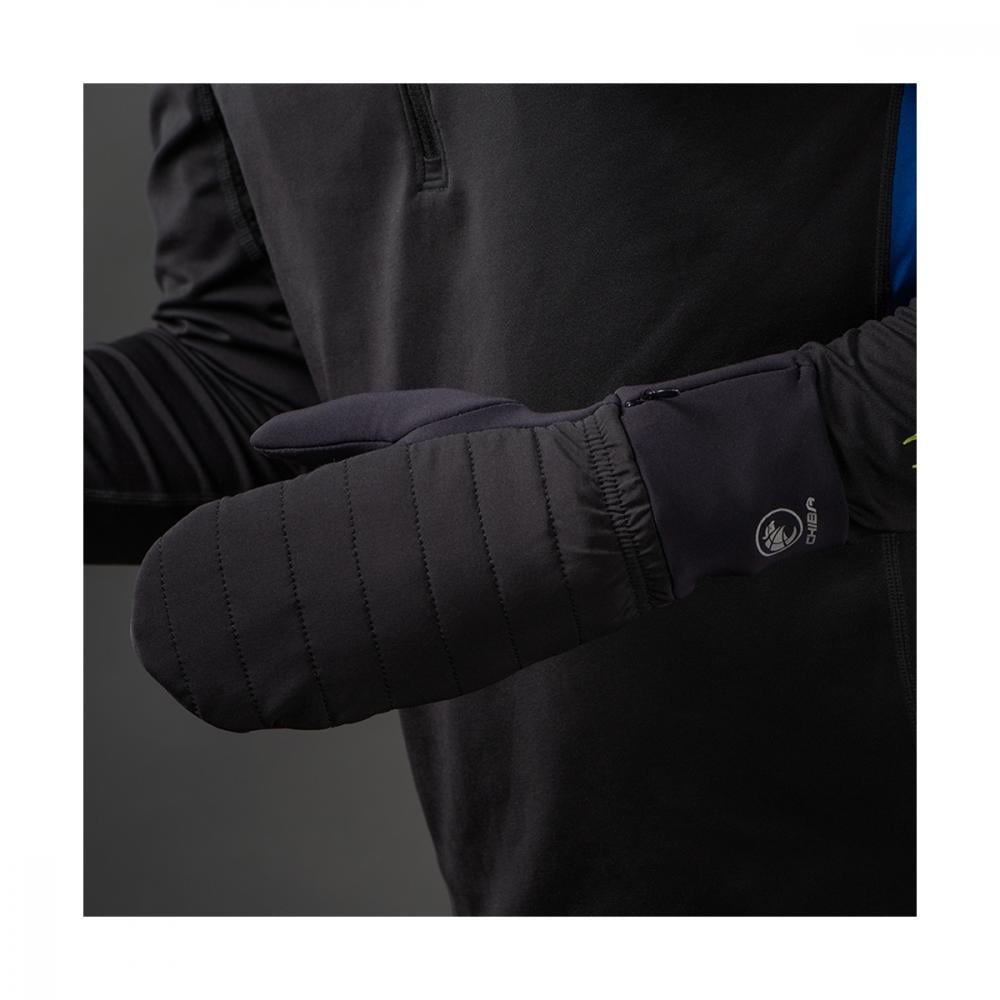 CHIBA Overflap - Winter-Fahrradhandschuhe, schwarz, Größe M, warm & windabweisend