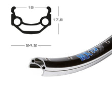 Felge Exal MX 19 28", schwarz, 32 Loch, 622-19, VL 8,5mm