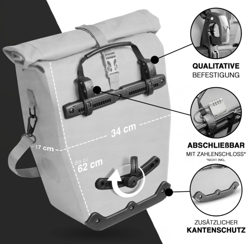 Valkental Gepäckträgertasche ValkOcean Space Grey