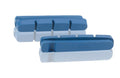 Vier blaue XLC BS-X01 Felgenbremsbeläge, 55mm, für Carbonfelgen.