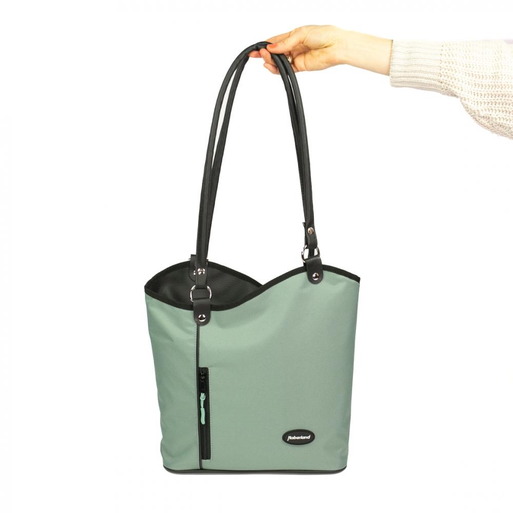 Haberland Lenkertasche Melanie salbei/schwarz - vielseitige Rucksack-Lenkertasche mit KLICKfix