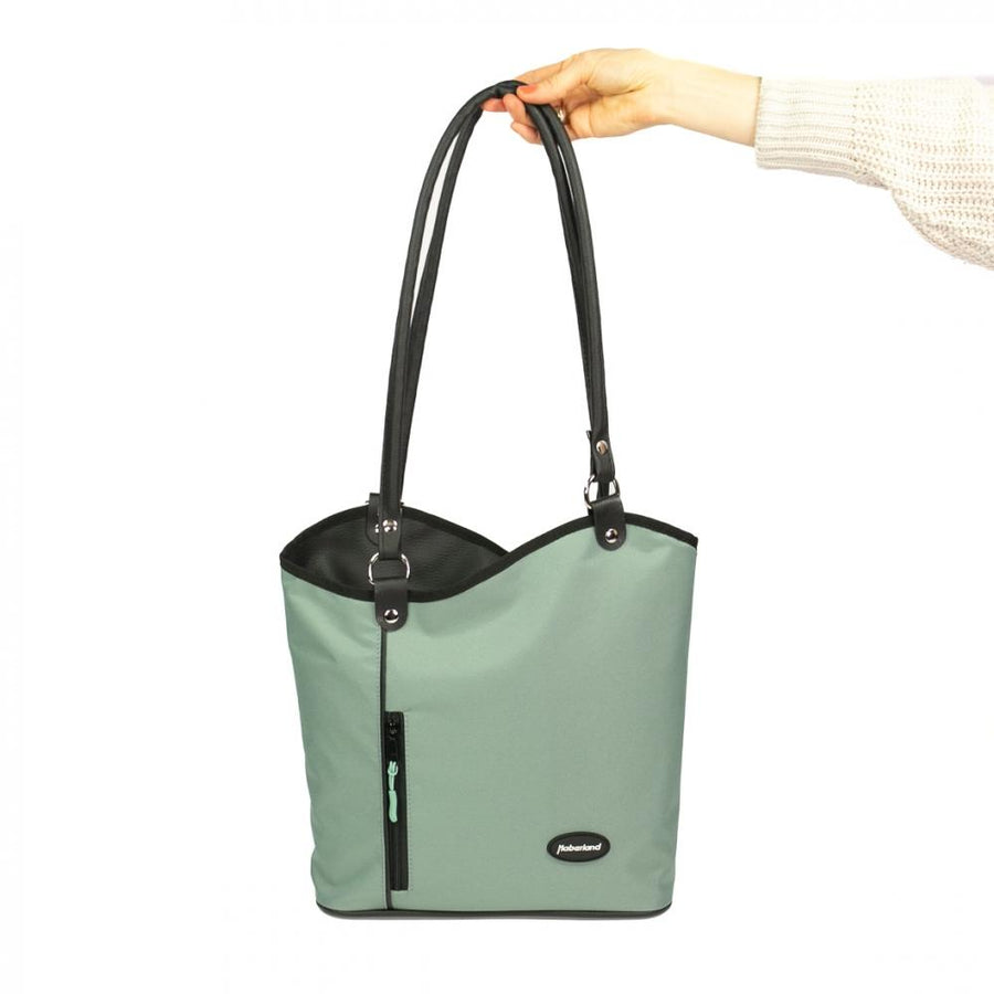 Haberland Lenkertasche Melanie salbei/schwarz - vielseitige Rucksack-Lenkertasche mit KLICKfix
