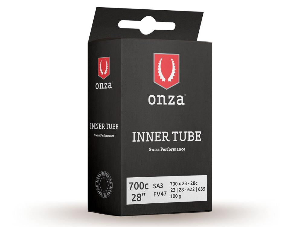 Onza Tires Tube Sa3, 700x23c-28c, 0.9mm, Presta Fv47mm, Black, 700c