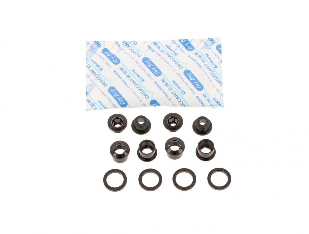 Truvativ Kettenblattschrauben-Kit 11.6915.006.000 für 4-Arm-Kurbeln, Stahl schwarz, Set mit Distanzringen.