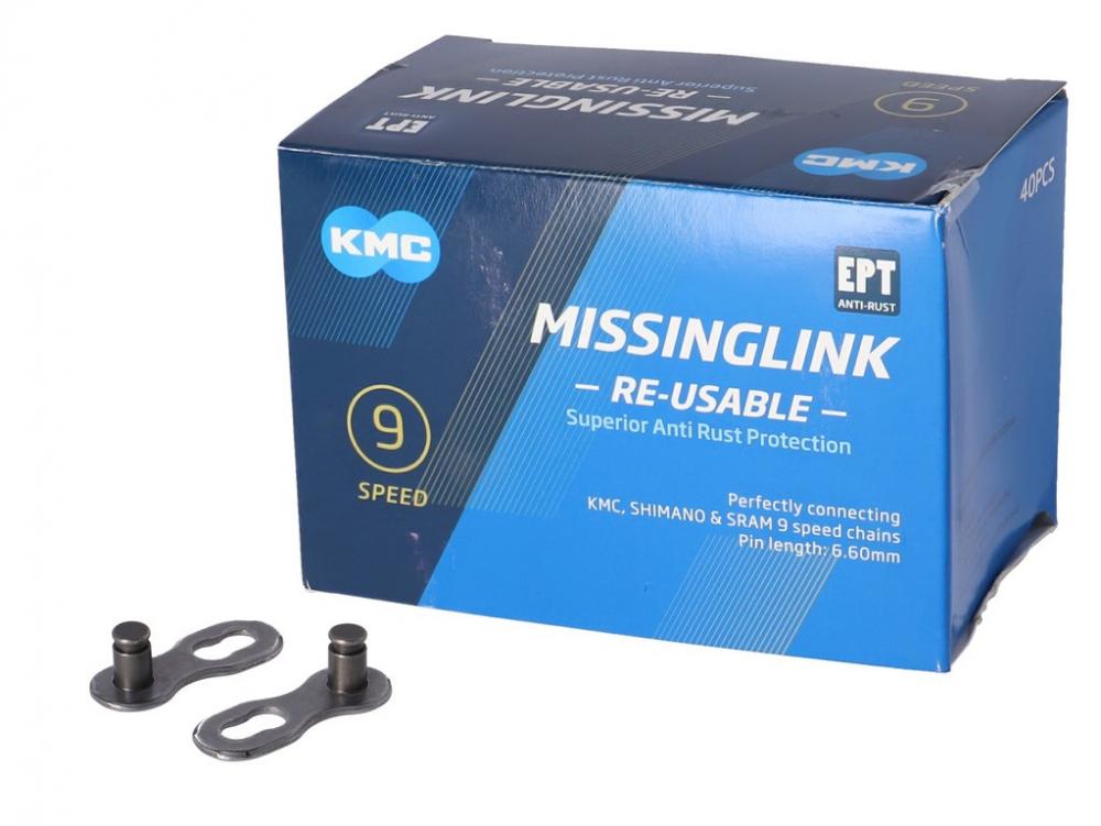 KMC MissingLink 9R EPT Kettenschloss 9-fach silber - 40 Stück mit Anti-Rost-Technologie - Kettenverschlussglied